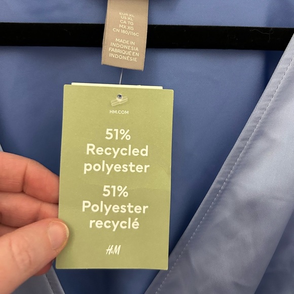 NWT H&M Blue Wrap Dress, Sz XL - Picture 2 of 8